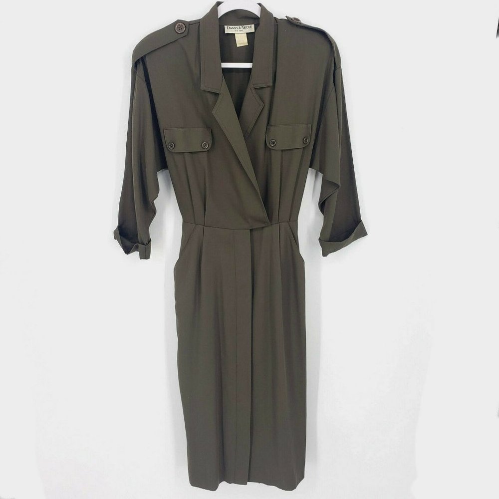 Vtg Danny & Nicole New York Womens 8 Army Dress